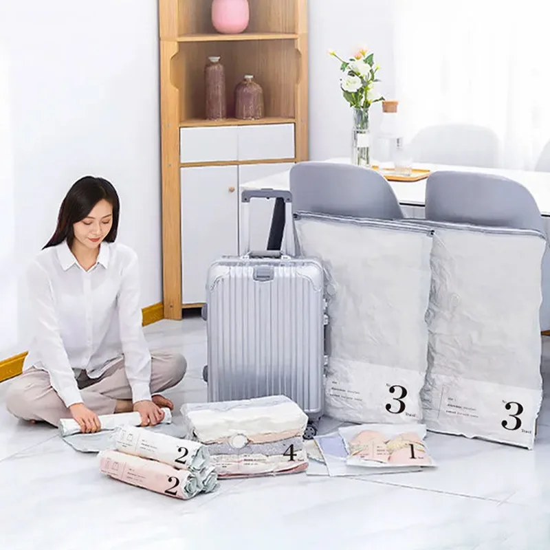 Non-pump Hand-rolled Vacuum Compression Bag, Down Jacket Air Clothing Bag, Luggage-specific Travel Storage Bag