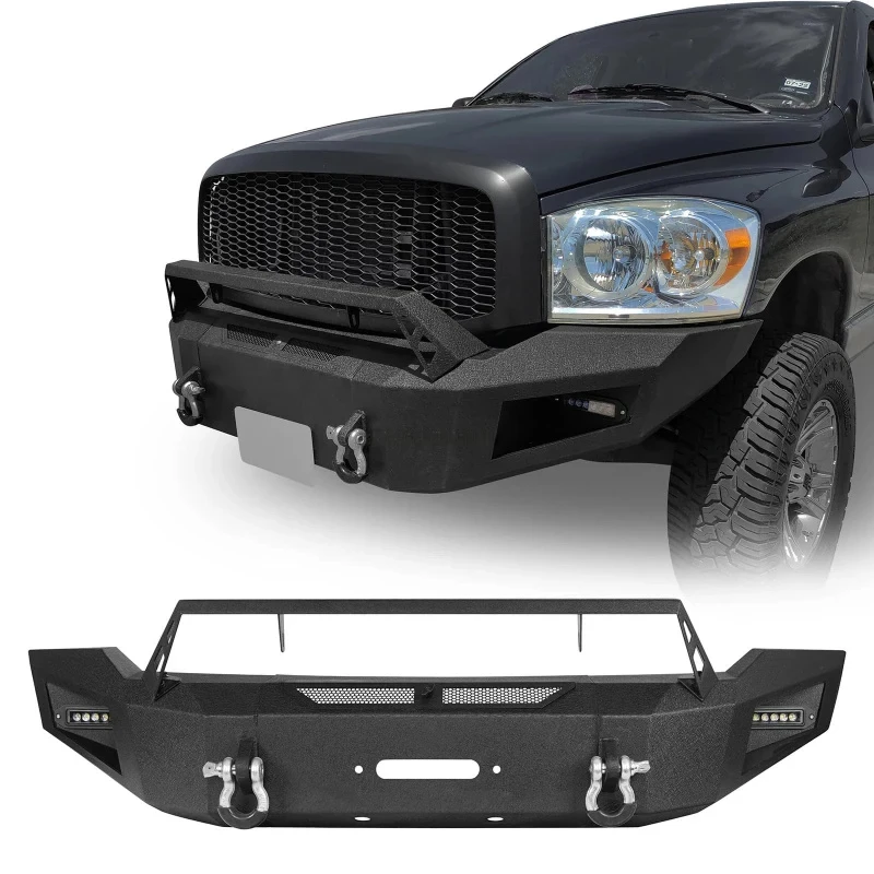Textured Black Pickup Front Bumper With Winch Plate D-Rings Fit 2006-2008