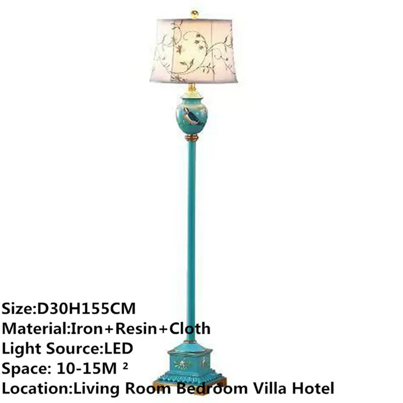 OUTELA American Retro Floor Lamp European Luxurious Bedroom Living Room Beside The Sofa Villa Hotel Decorative Standing Light