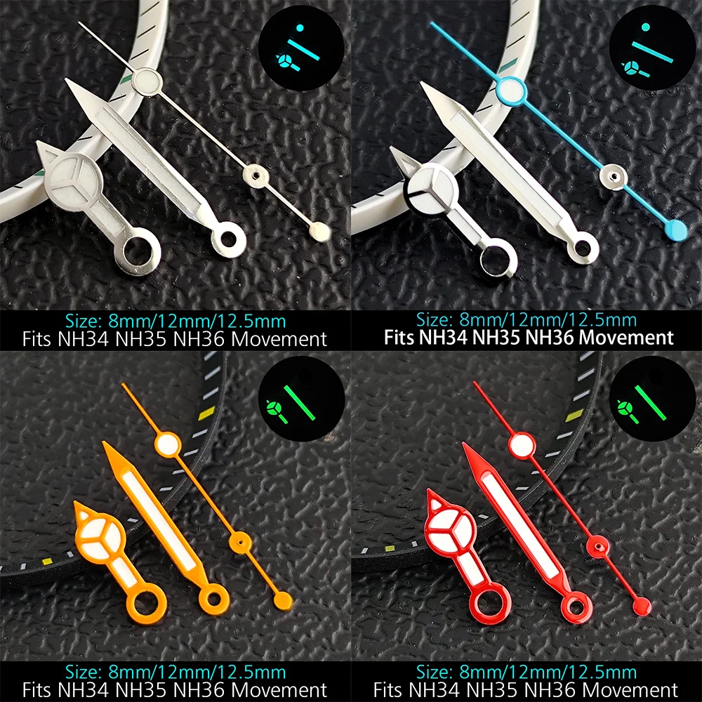 NH35 Needle Watch Accessories Watch Pointer NH36 Hands Pointer Green/Blue Luminous Suitable for NH35/NH36/NH38/NH70 Movement