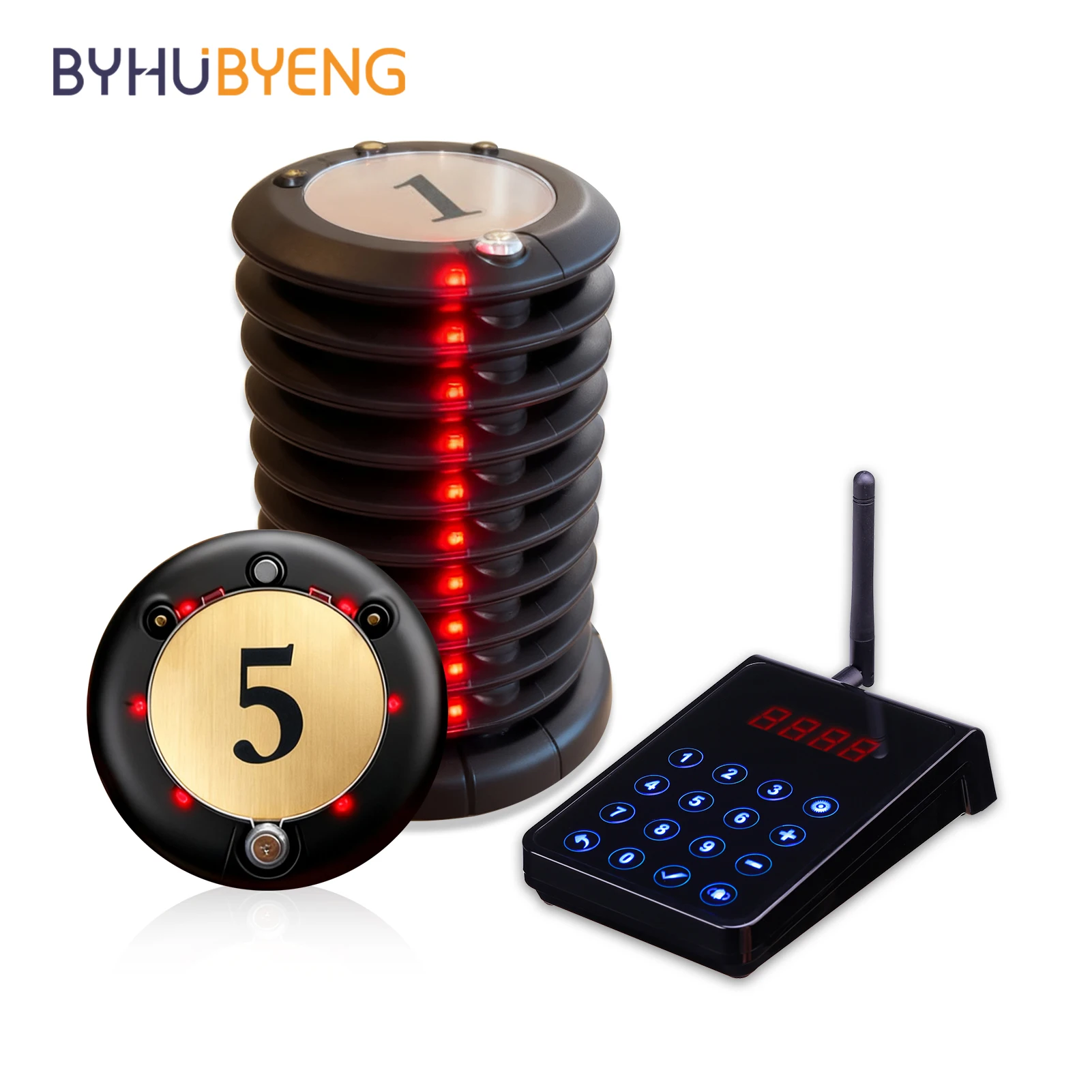 Byhubyeng Wireless Calling Pager System Coaster Pager Vibrating Buzzer Alert Kit for Restaurant Cafe Coffee Shop Food Truck