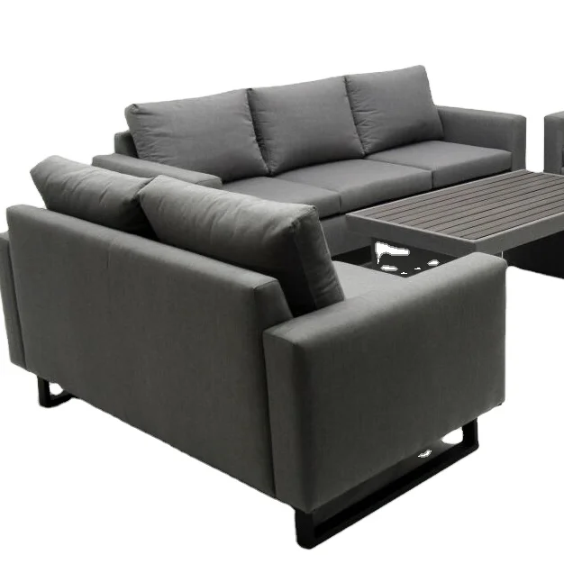 

Luxury 7 Modern Simple Sofa Pcs Aluminum Set with Powder Coating Garden Partio Conversation Sofa Set