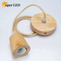 Screw Pendant Light Cord Fitting Round Wooden Pendant Light Fixtures with Cable Antique Lamp Parts