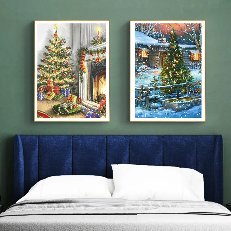 AB Fairy Dust 5d pittura diamante fai da te completo albero di natale ricamo mosaico adesivo da parete per punto croce regalo decorazioni per la casa