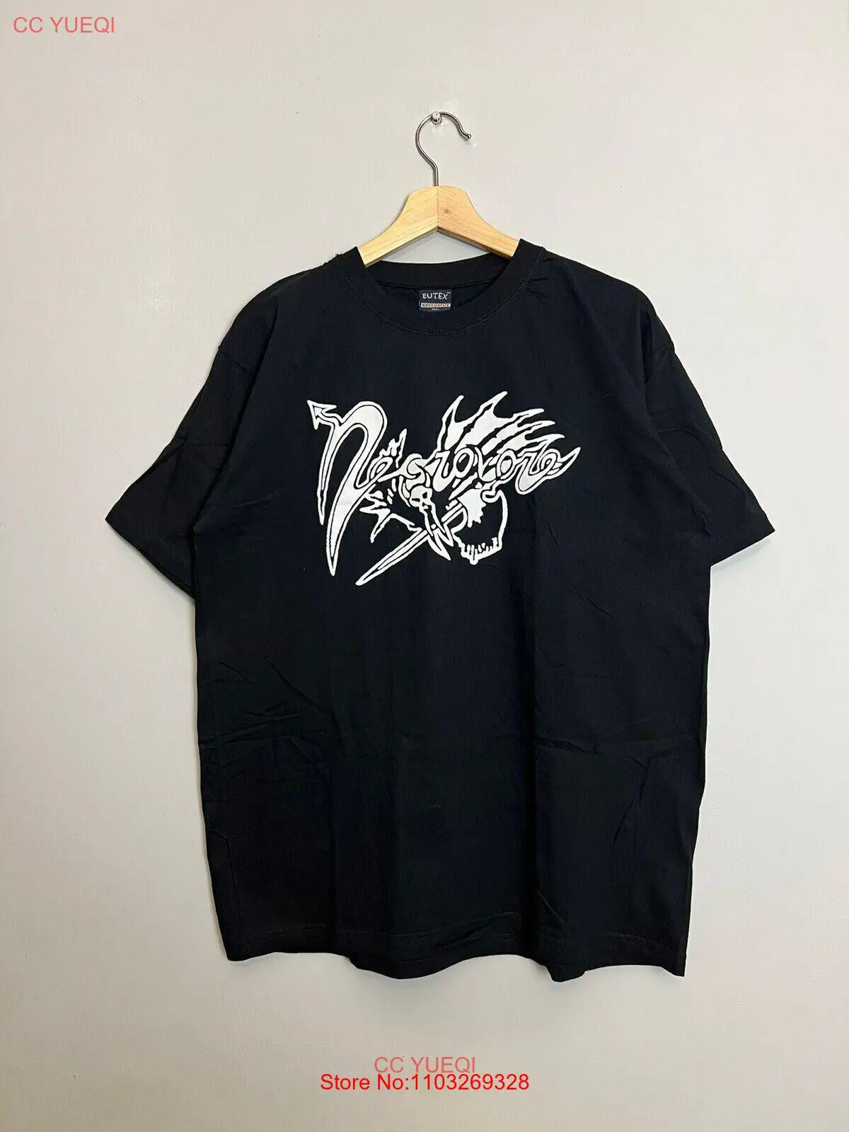 Редкая Винтажная футболка с логотипом necroffer 00s, черная металлическая лента