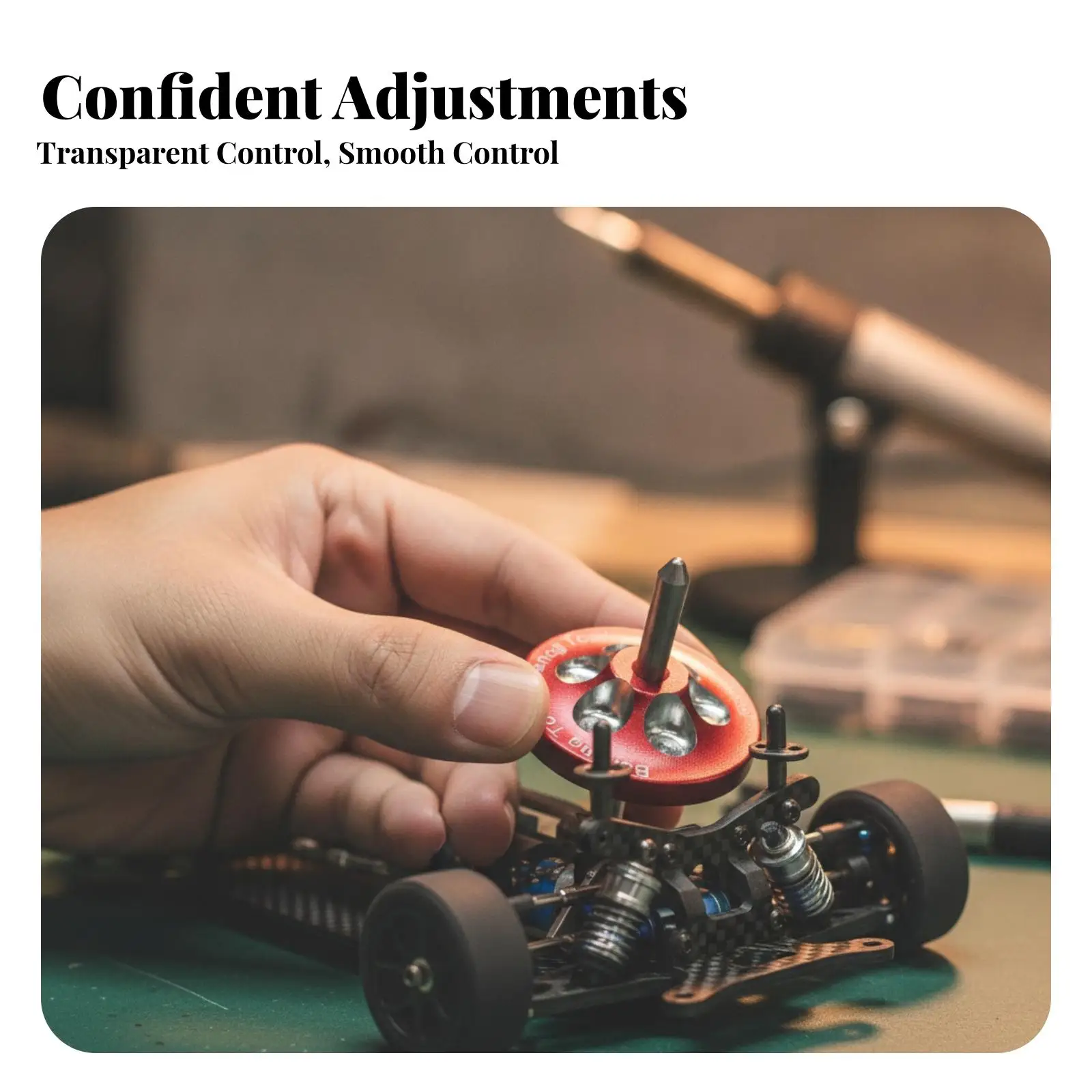 RC Car Chassis Assembly and Balancing Tool Kit CNC Metal Circular Design with Clear Storage Case for Tuning