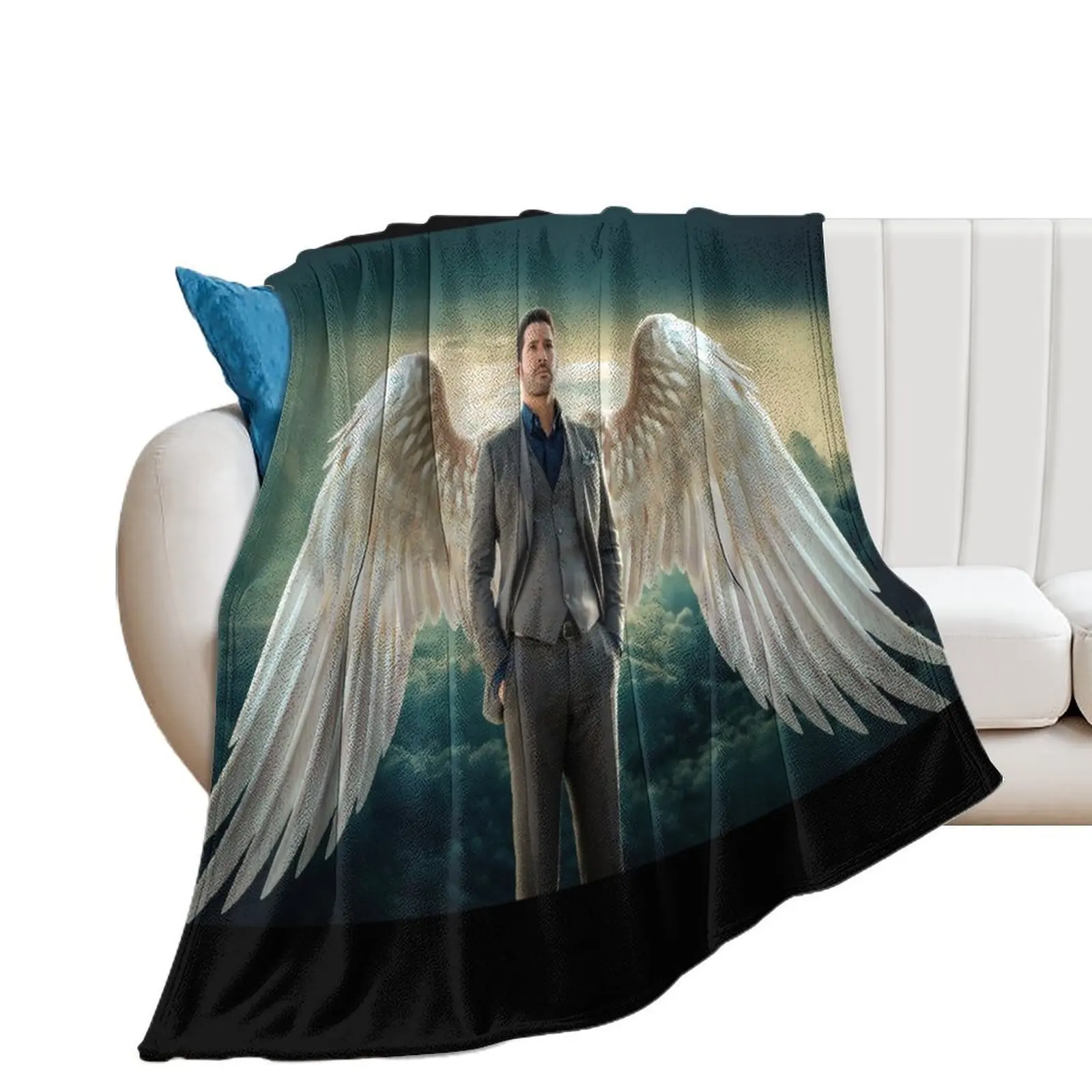 Lucifer Heaven Wings Throw Blanket Plaid Luxury Brand Large Blankets