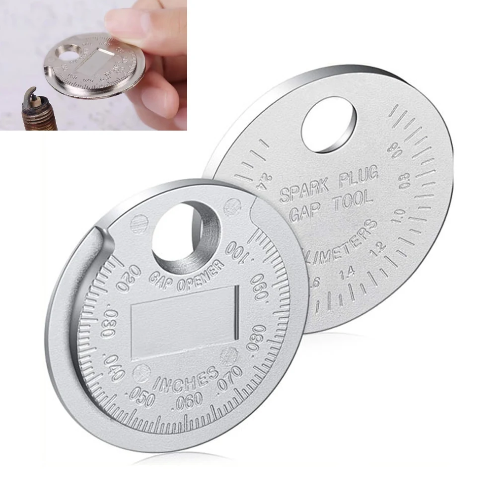 Auto Ignition Spark Plug Gap Gauge Tool Caliber Measuring Tool Currency-Type 0.6-2.4mm Range Spark Plug Gage Gap Tool Feeler