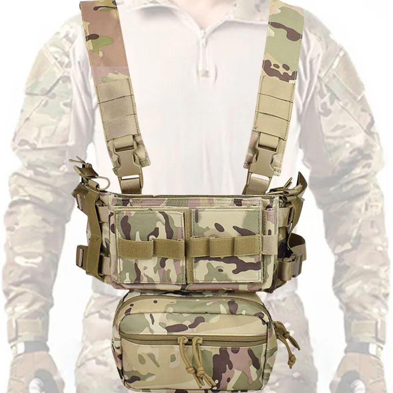 MK3 Tático Peito Rig com Mag Pouch, Caça Combate, Mini, Airsoft ao ar livre, Sistema MOLLE, Dever Vest, Transportador militar