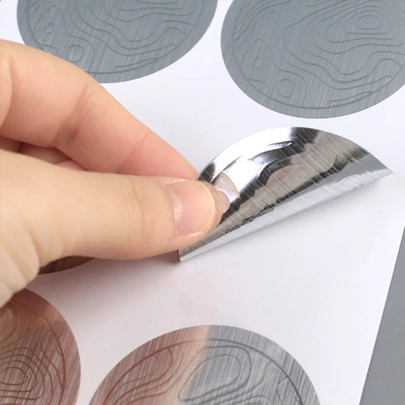 Etichetta adesiva autoadesiva argento spazzolato personalizzata impermeabile e resistente ai graffi