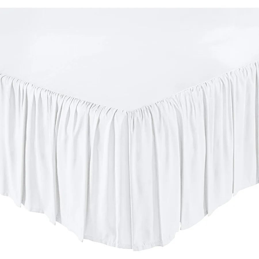 

Юбка-кровать с рюшами и разрезными углами для королевы, размер 100, микрофибра, качественный дизайн в отеле, 18 дюймов, пыленепроницаемая, со сборками