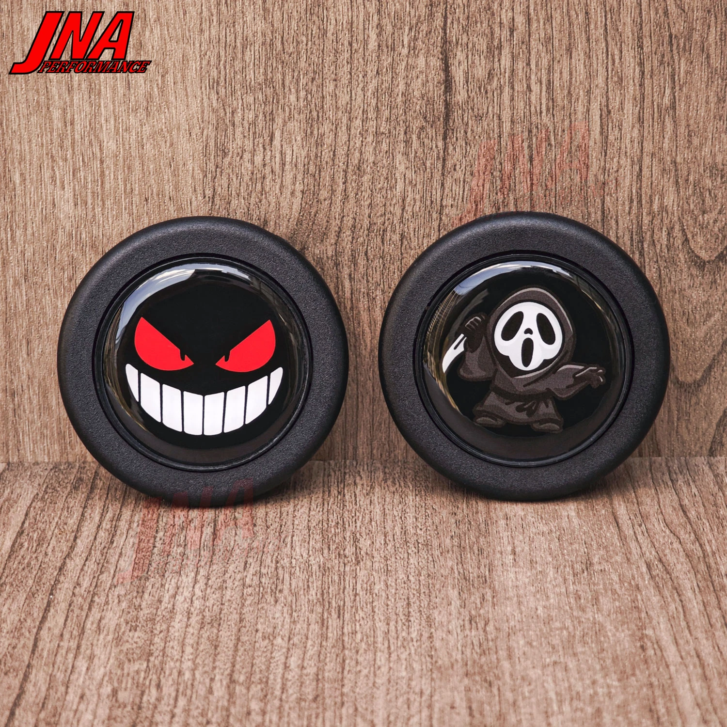 Black Devil Demon Sports Steering Wheel Horn Push Button JDM Universal Racing Car Horn Cover PC-HB01