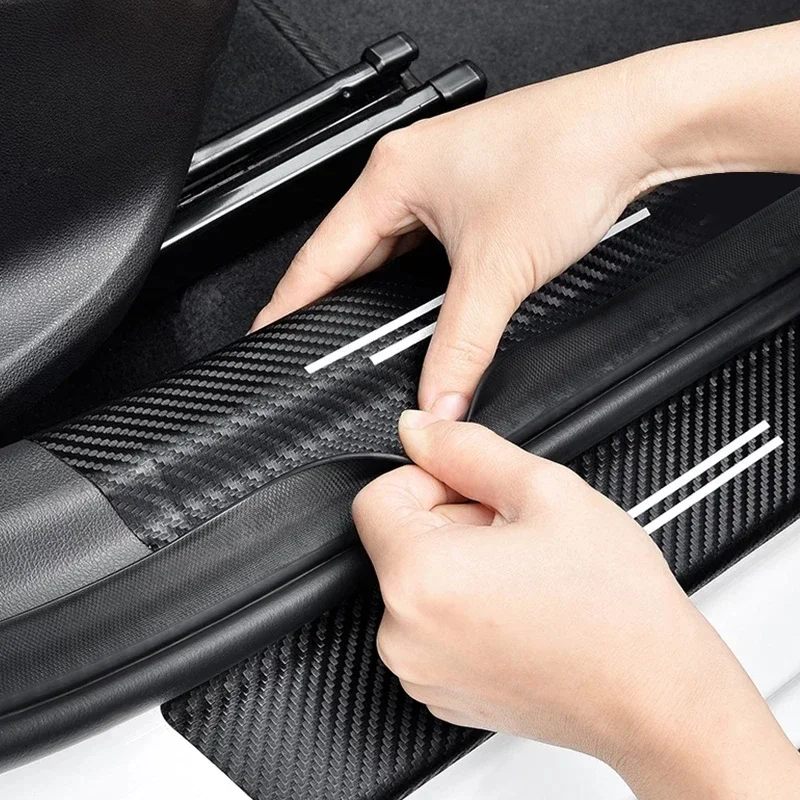 4pcs Car Sticker Carbon Fiber Decorative Strip For Audi Sline TT A3 A4 A5 A6 A7 A8 Q3 Q5 Q7 Q8 Car Accessories