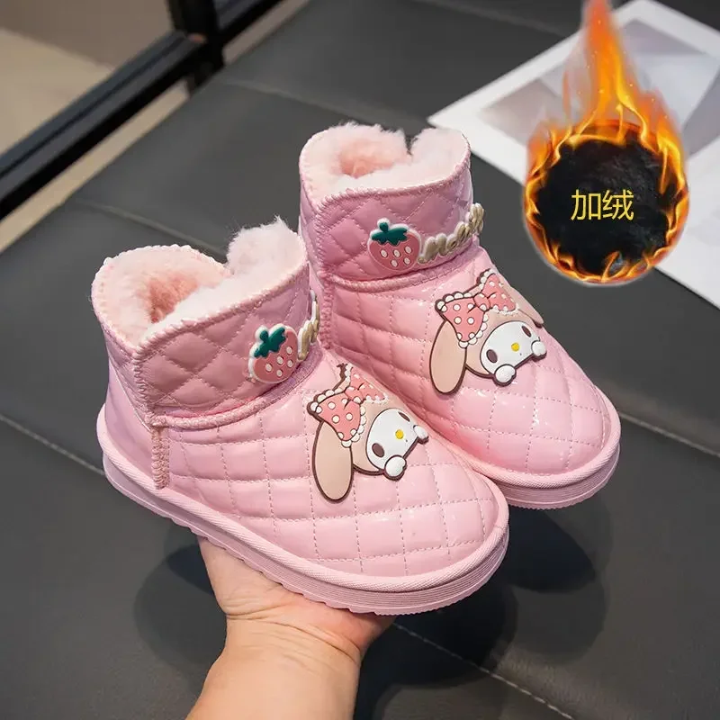 Girly Heart Kawaii Anime Sanrio Kuromi Warm Snow Boots Winter Cute Cartoon Children Cotton Soft Shoes Lovely Gifts for Kids