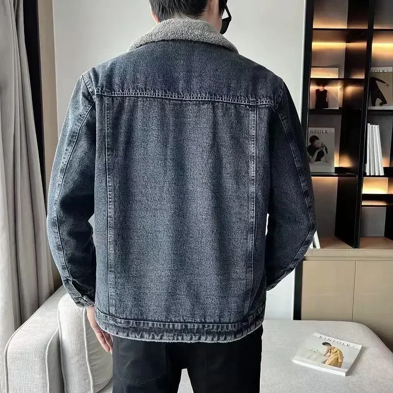 

Autumn Male Jean Coats Casual Men's Denim Jacket Button Vintage Loose of Fabric Fashion Low Cost New In Size L Joker Elatic Y2k