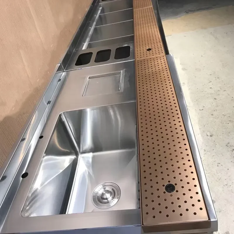 Custom Stainless Steel Sink Drain Bar Cocktail Station Milk Tea Workstation Essential Accessories for Restaurant Hotel