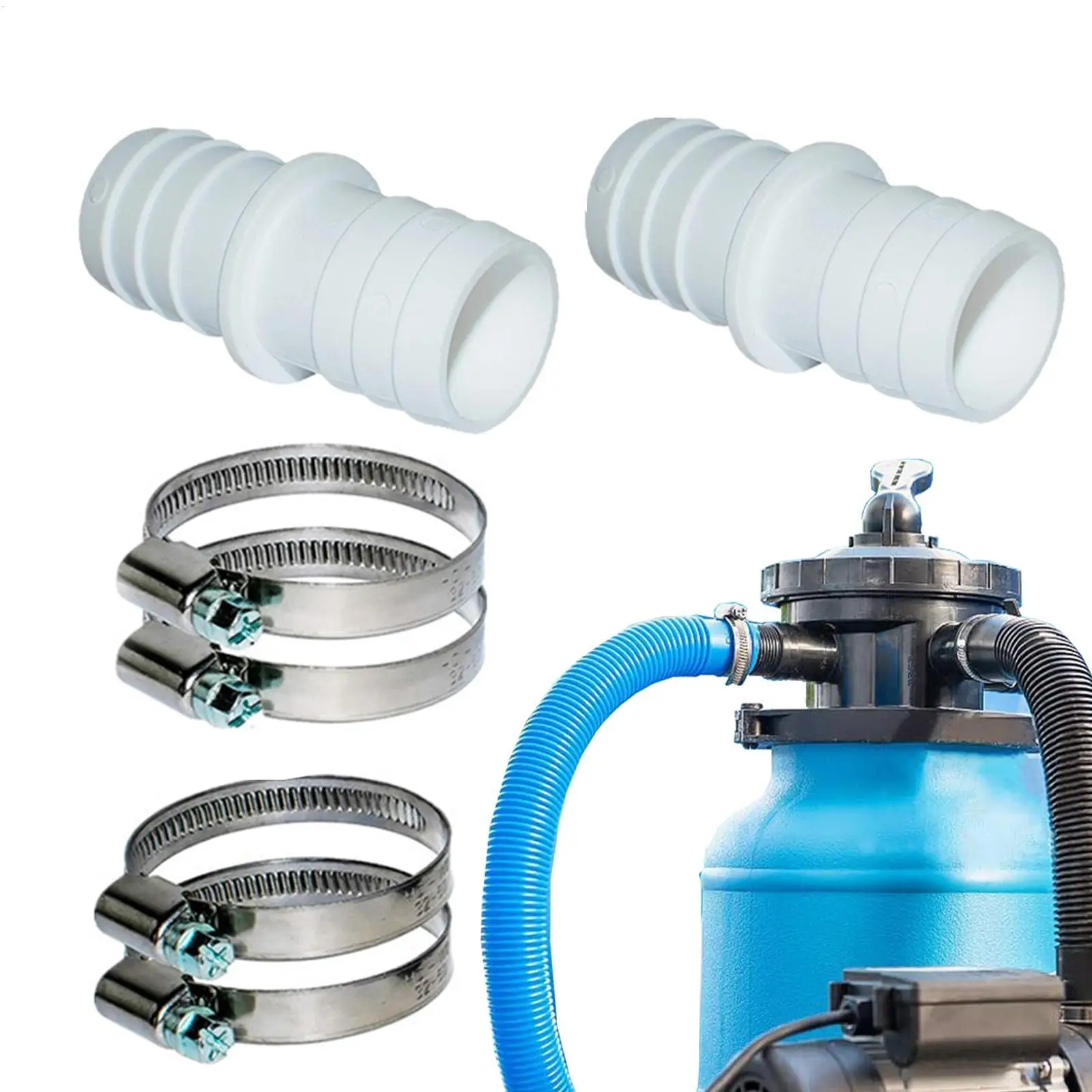 Schlauchverbinder-Set für Schwimmbad, Spa, Whirlpool, Schlauchkupplungsadapter, 32 mm, gleicher Durchmesser, direkte Anschlüsse, Aquarium-Zubehör