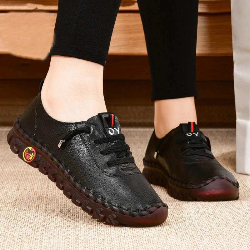 Sneakers Women Shoes Leather Loafers Shoes for Women Comfortable Slip on Shoes Hand Sewing Thread Mom Shoes Zapatillas De Mujer