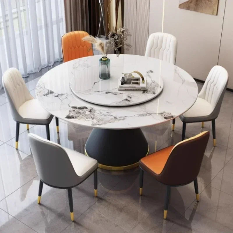 Round Sliding Table Luxury Table Stainless Steel Kitchen Islands Transparent Mesa Comedor Garden Furniture Sliding Dining Wash