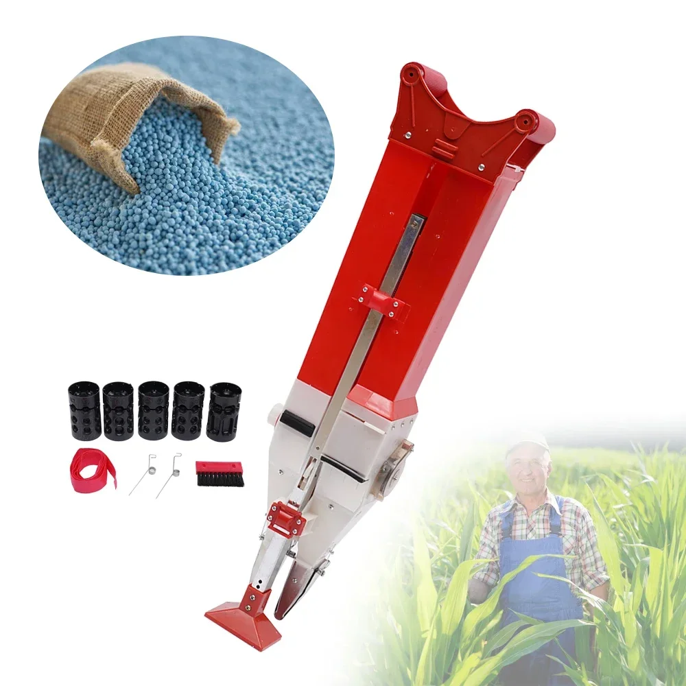 6-8 Mu Garden Planter Tool Manual Fertilizer Double Cylinder Spreader Machine Seed Drill Fertilizer Applicator Handheld Seeder