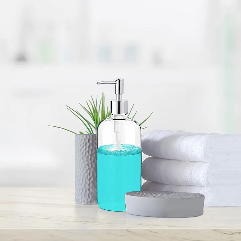 

L60A Soap Dispenser Clear Glass Soap Dispenser with Pump 16 Oz Refillable Liquid Hand Soap Dispenser for Bathroom Kitchen