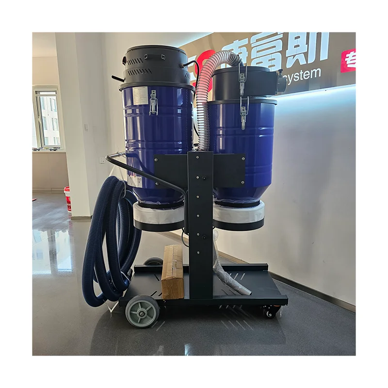 High Efficiency Dual Barrel Industrial Vacuum Cleaner With Cyclone Separator For Workshop Large Wood Dust Collection Laboratory