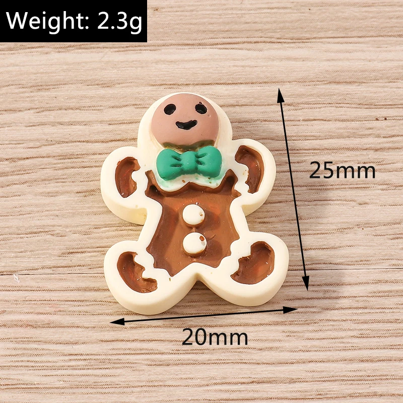 Tusember 10 Stück Niedliche Weihnachts-Dekorationen: Weihnachtsmann, Elch, Schneemann, Flache Harz-Cabochons für DIY Scrapbooking, Haarspangen und Broschen – Detail 11