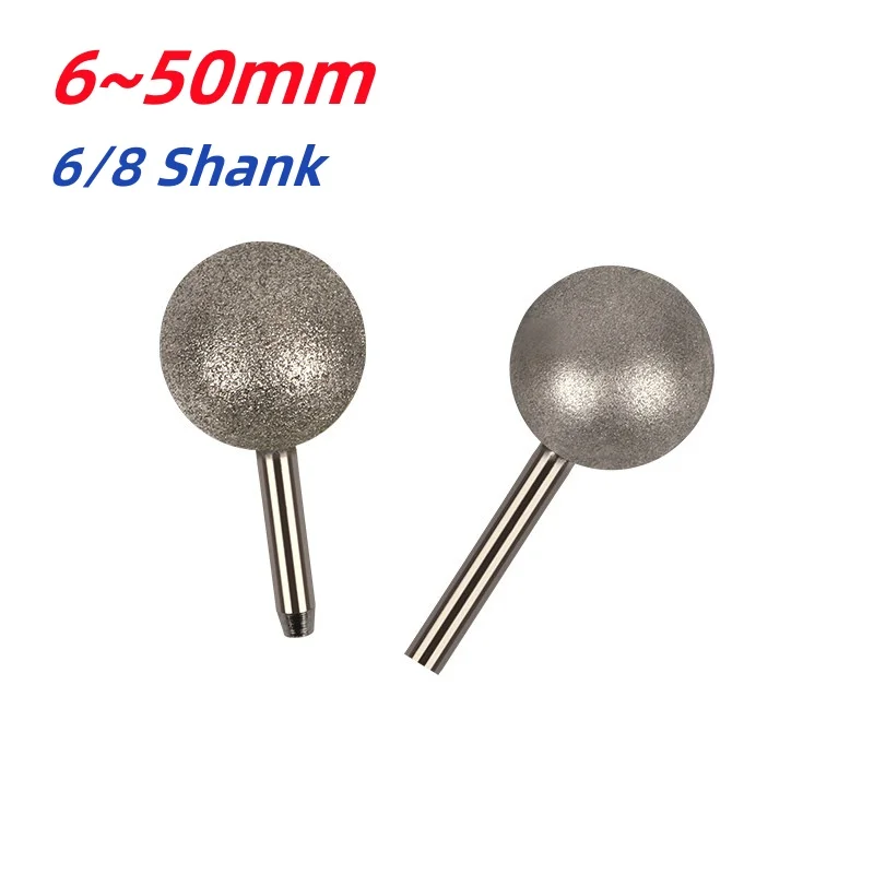 6/8mm Shank Spheroidal Type Electroplated Ball Head Grinding Polishing Engraving Bit For Dremel Rotary Tools