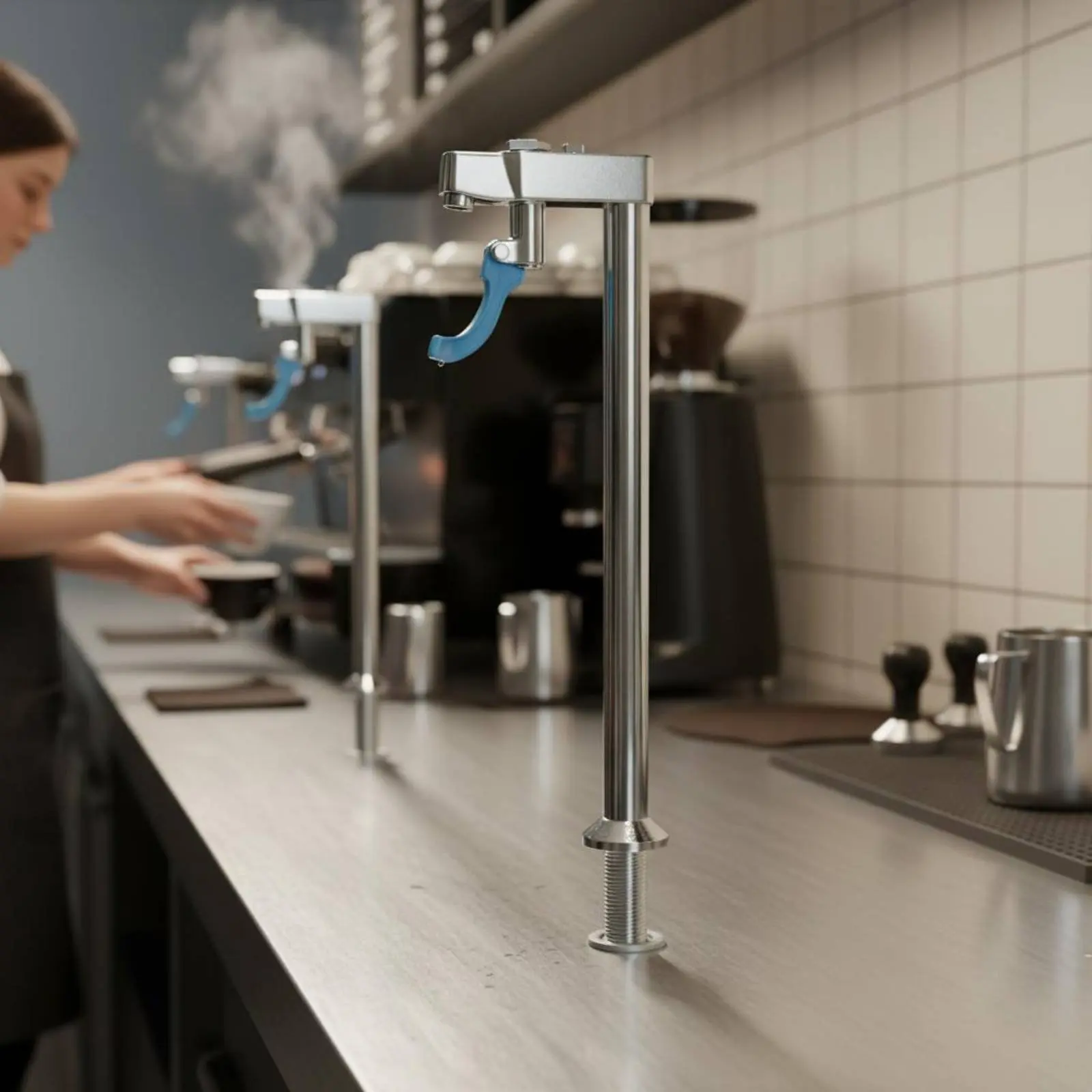 Bar Water Tap Easy Push Control Drink Dispenser Faucet Countertop Water Tap Single-Hand-Hand Operation Stainless Steel Dispenser