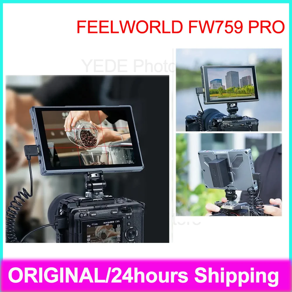 FEELWORLD FW759 PRO Монитор 7-дюймовый сенсорный экран Камера Монитор 4K HDMI-совместимый 1280x800 IPS Студийные полевые мониторы
