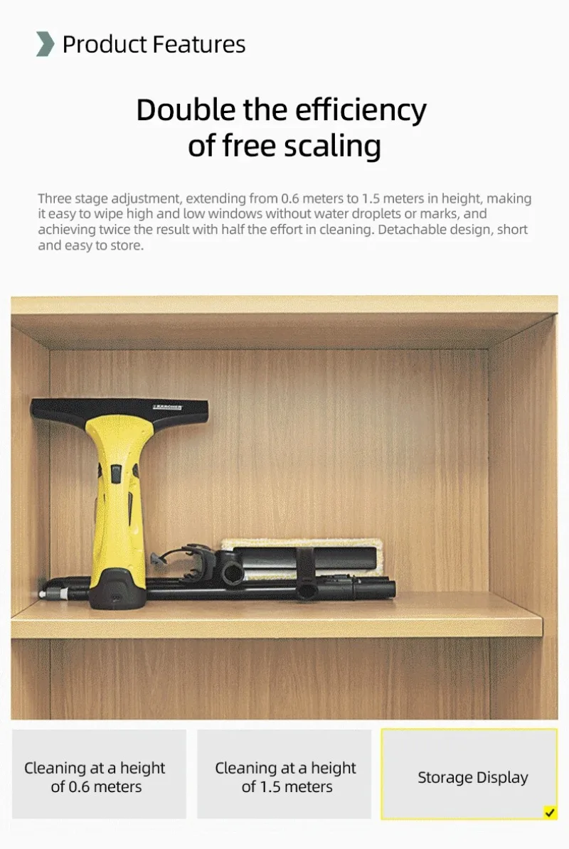 جديد Karcher Limpia Cristal Ventanas مُنظف نوافذ WV1 ملحقات عمود التمديد