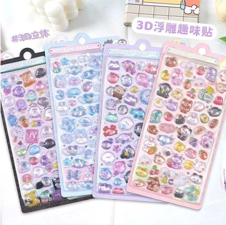 

Glitter 3D Raised Stickers for Girls, Cute Cartoon Crystal Diamond Decals for Kids Crafts & Decor