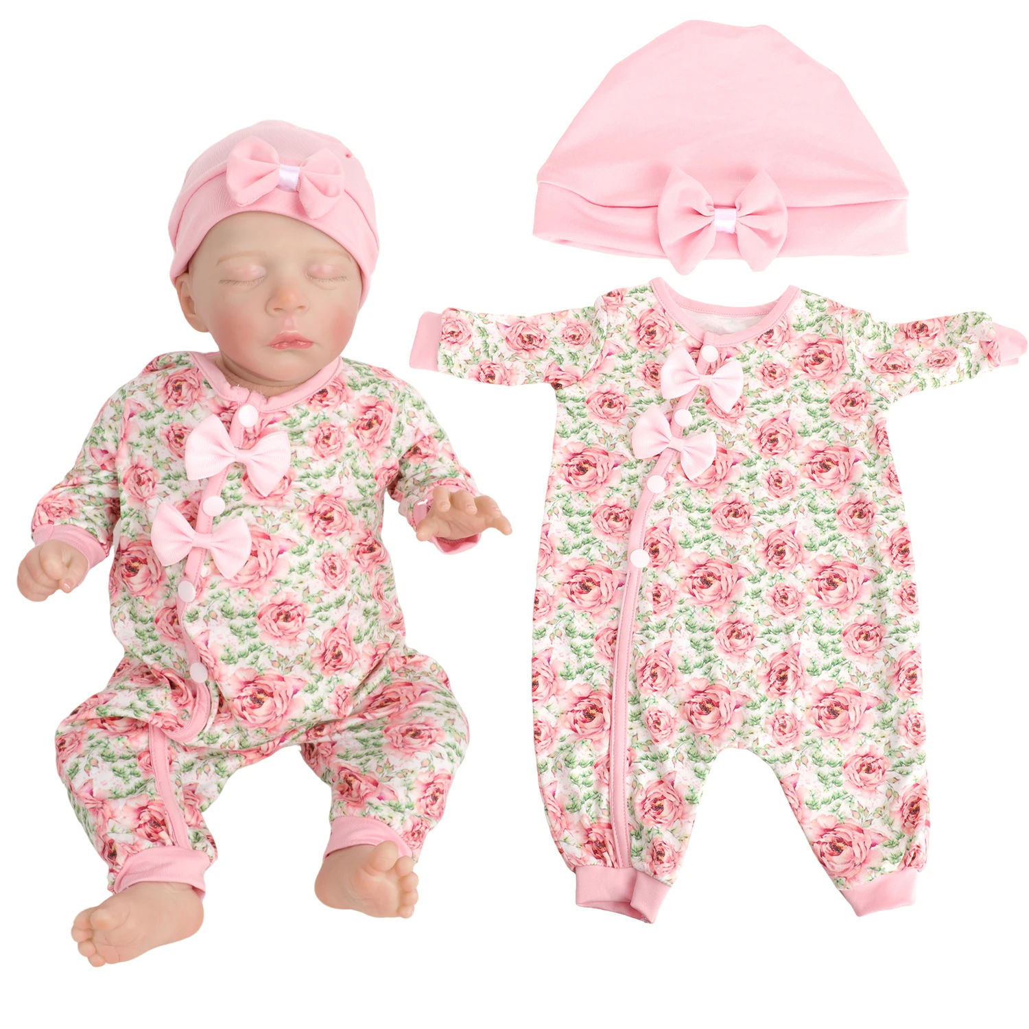 17-18 インチリボーンガール人形人形服ジャンプスーツかわいい花蝶乳牛衣装 43-46 センチメートル赤ちゃんリボーンガール人形おもちゃ