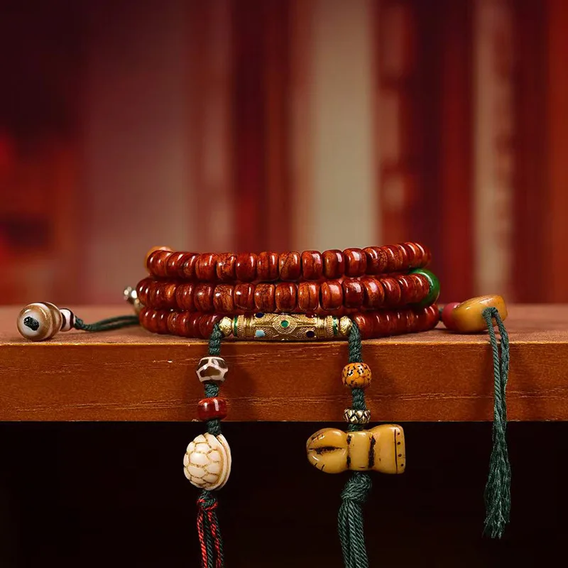 Yak 108 Buddha Beads Multi-Circle Bracelet Backflow Bone Copper Clip Accessories