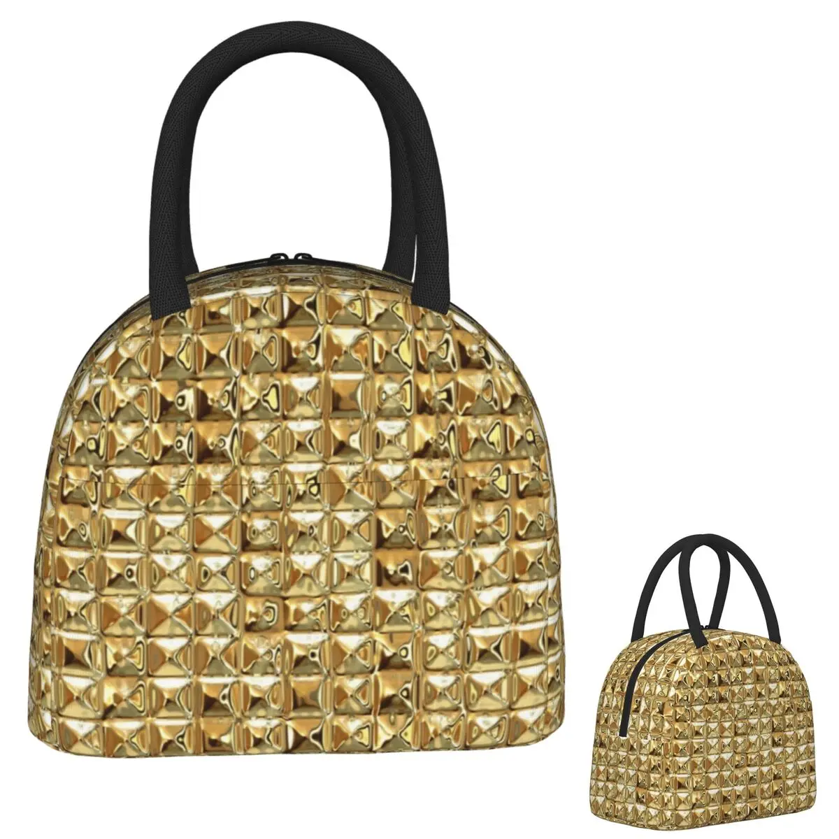 

Gold Lunch Bags Insulated Bento Box Portable Lunch Tote Resuable Picnic Bags Thermal Bag for Woman Children Travel