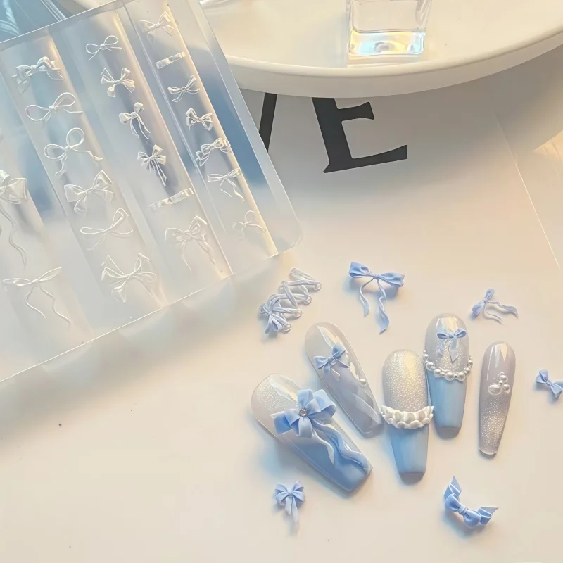 1Pc DIY Design Silicone Decorated Nail Art Templates Nails Mold Bow 3D Acrylic Mold Nail Art Decorations