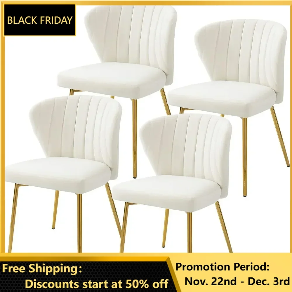 Velvet Dining Chairs Set of 4, Modern Dining Chairs with Golden Metal Legs, Tufted Upholstered Dining Chairs for Dining, chair