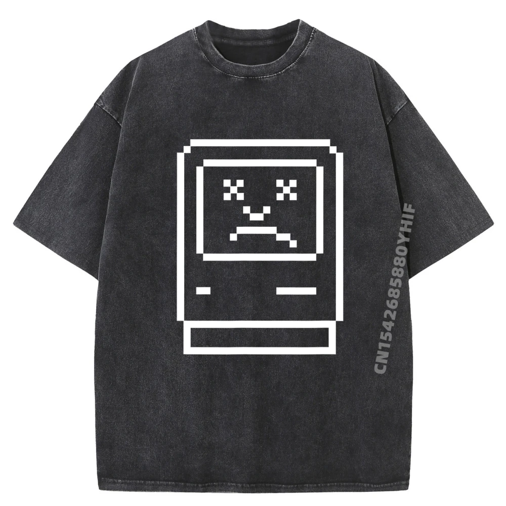 

Retro Sad Computer Design Thanksgiving Day Premium Cotton Printed Mens Tees Retro Washed Tee Shirt Graphic T-Shirt