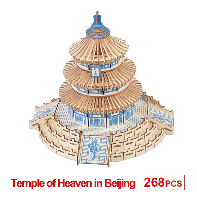 Diy Chinese Building Model Temple Of Heaven 3d Wooden Puzzle Toy - Wooden Kit Puzzle Game Assembly Toy Gift p35