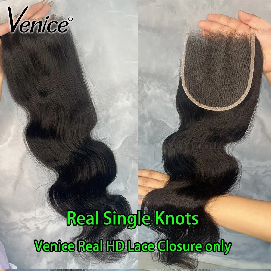 

Venice 2x6 HD Кружевная застежка Real Single Knots Прямые человеческие волосы Объемная волна Глубокая часть Bye-Bye Knots 5x5 Только настоящая HD кружевная застежка