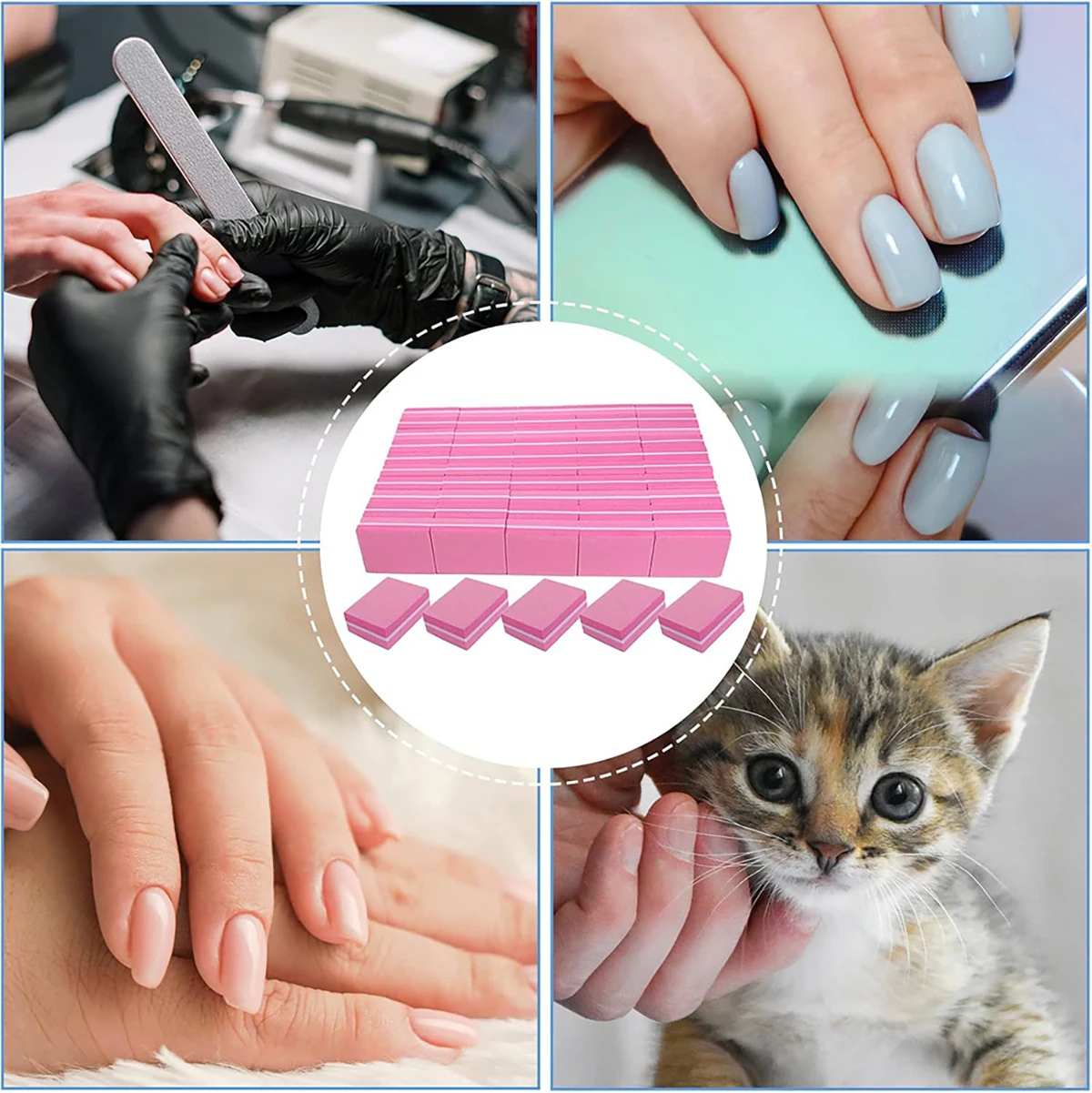 ชุดบัฟเฟอร์ทาเล็บ 50 ชิ้น/ถุง 2 ด้านสีสัน Buffing Block ทําเล็บมือ Sanding File เครื่องมือ