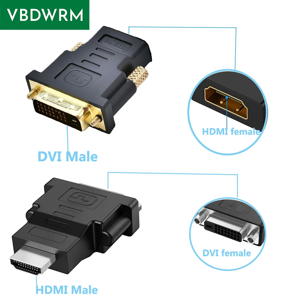 DVI to HDMI adapter Bi-Directional HDMI to DVI Cable adapter Coupler DVI to HDMI cable Converter  for Monitor HDTV PC PS4 Xbox