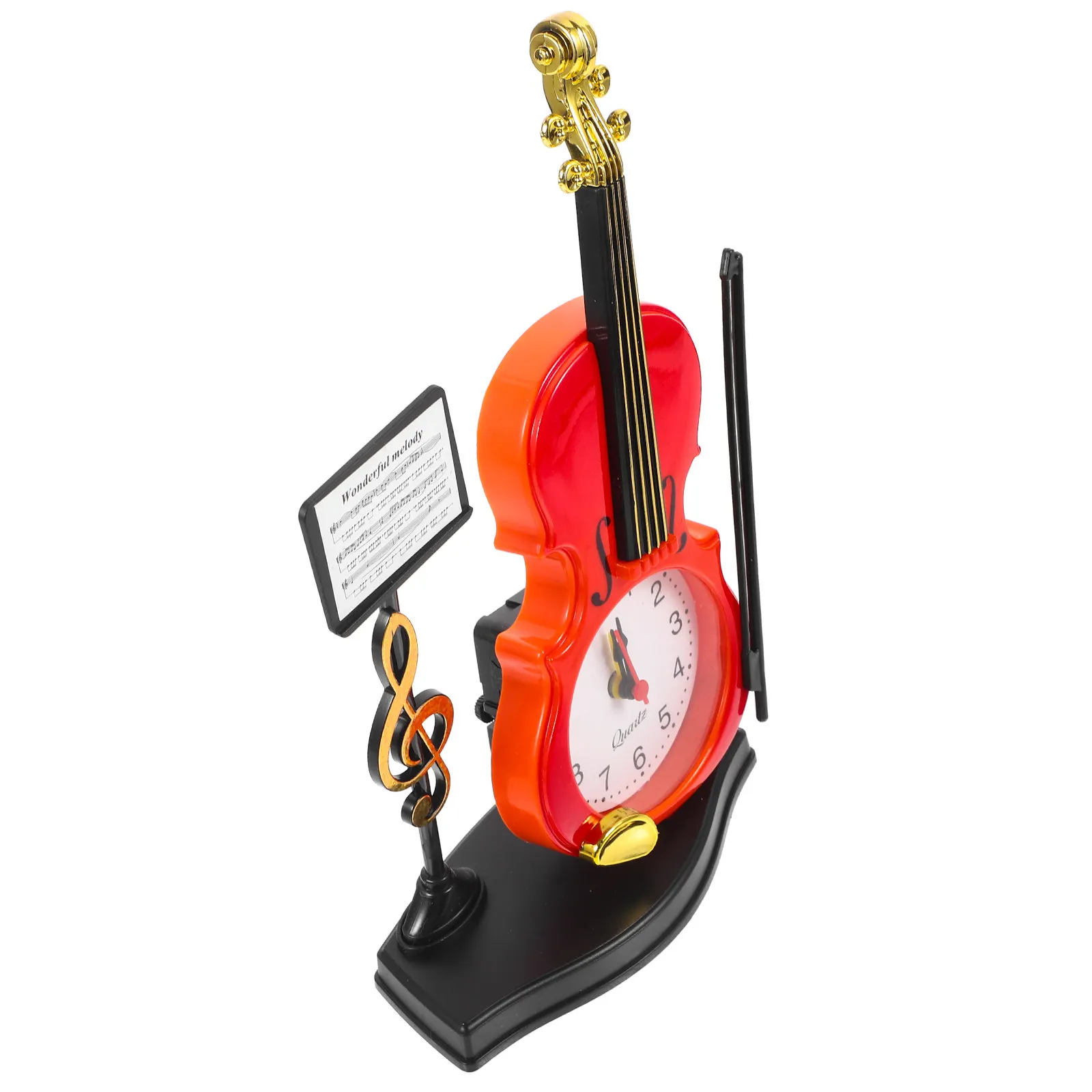 Plastic Desk Clock Violin Shape Classic Alarm Clock Random Color Artistic Desk Ornament Bedroom Office Unique Gift