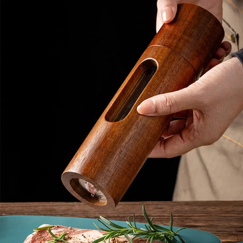 

8-дюймовые наборы, деревянная мельница для соли и перца, ручная мельница для перца, регулируемая грубость, многоразовая, кухонная мельница для перца из акации