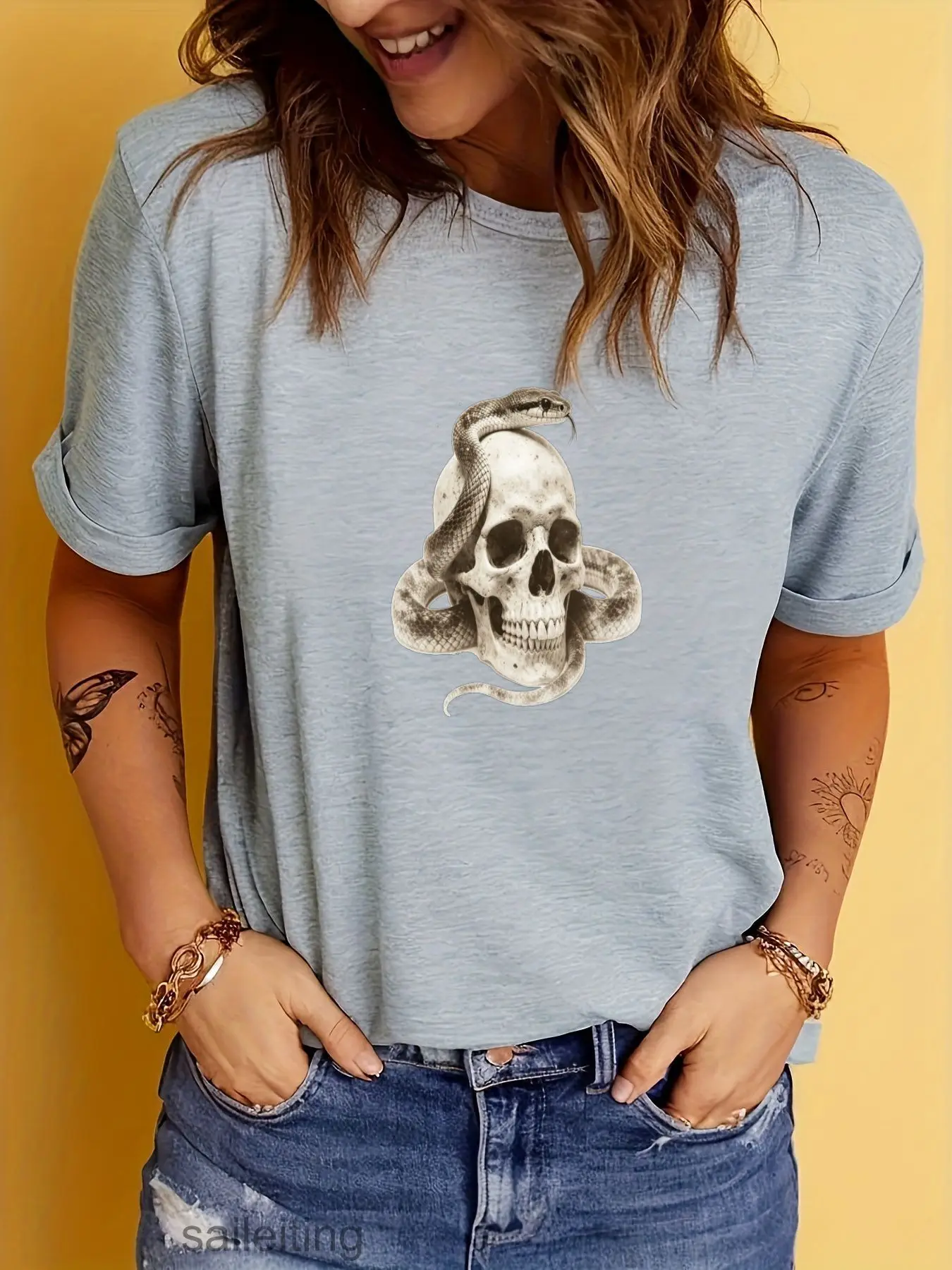 Skull With Bandana Graphic T-Shirt Men Women Vintage Sepia Sketch Print Short Sleeve Casual Summer Tee - Cool Streetwear Gift