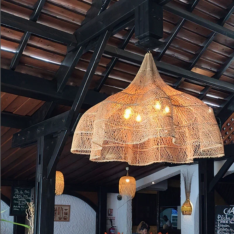 Japanese Style New Hight Quality Rattan Lamp Handmade Pendant Lights for Restaurant Hanglamp Dining Room Living Room Home Decor