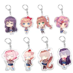 Cute Girls Keychains Anime Acrylic Cartoon Figure Key Chain Metal Holder Key Ring Pendant Jewelry Gift Cosplay Bag Accessories