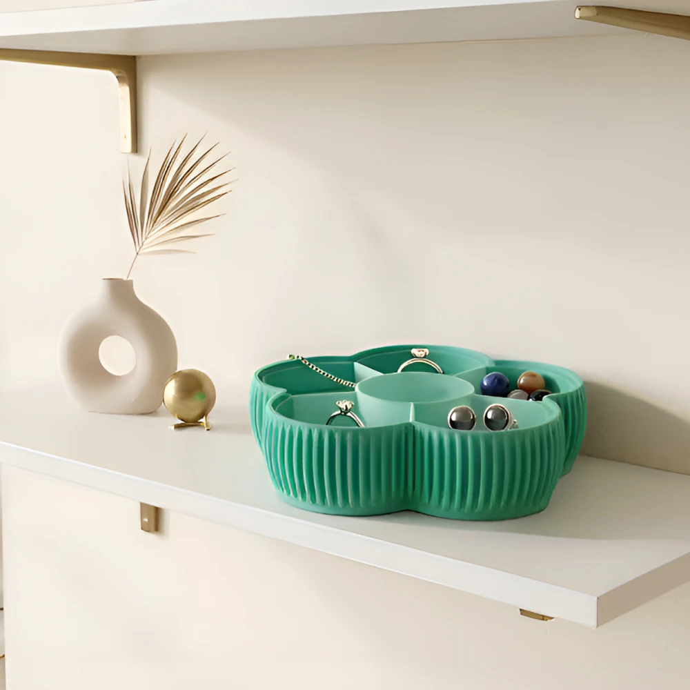 Flower Shape Stackable Jewelry Organizer Box Divided Compartment Trinket Storage Case Earring Ring Necklace Display Holder