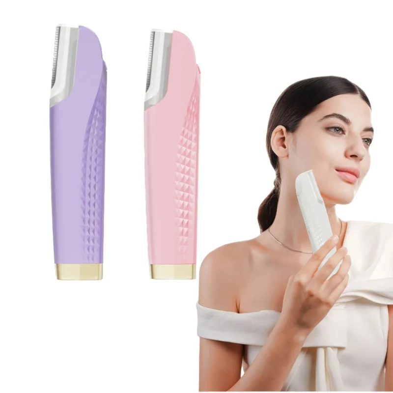 Depiladora Sónica Recargable con 6 Cuchillas, Dispositivo de Depilación Facial, Rasuradora Facial para Mujeres, Eliminador de Vello Fino