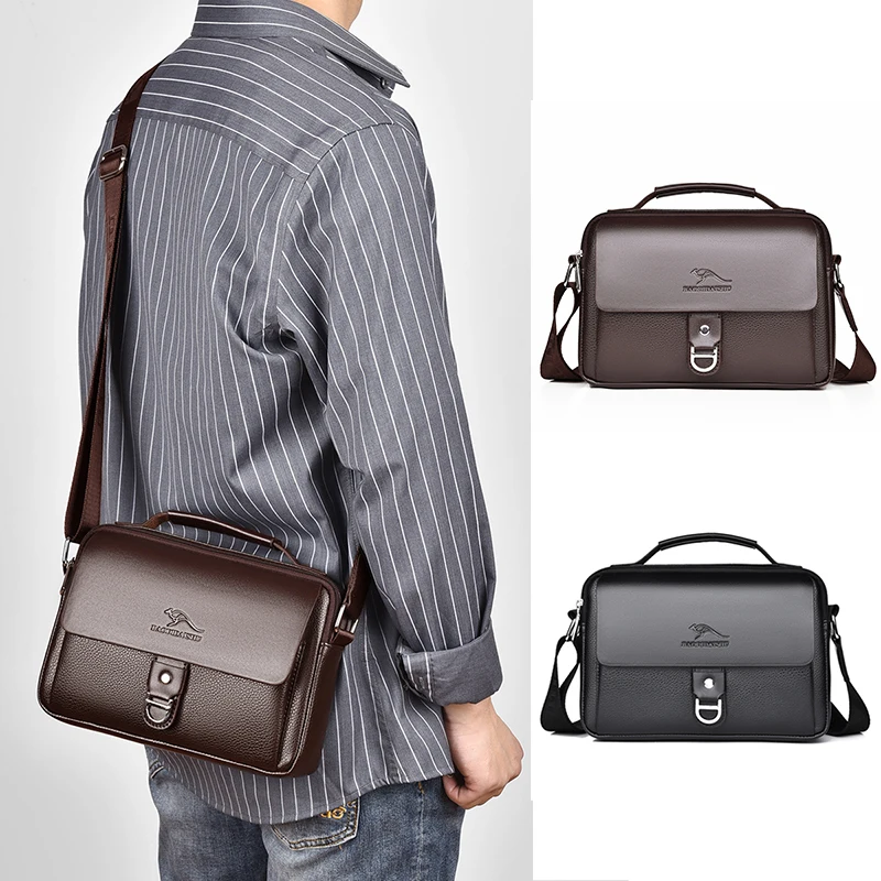 Mała męska teczka na ramię dla mężczyzny PU skórzana torebka typu Tote Porter Messenger tornistry Crossbody kwadratowa boczna torba na iPada